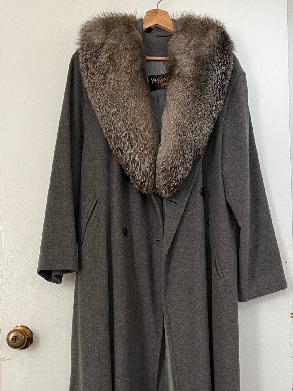 vintage Yves Saint Laurent cashmere and fur coat - pristine condition